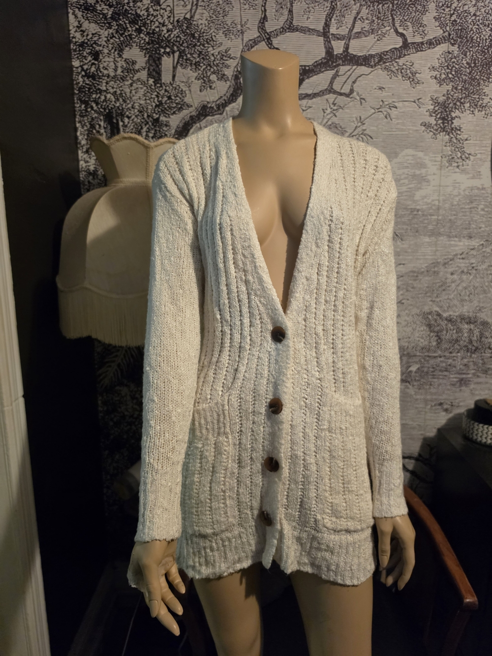 Nine West Ribbed Knit Button-Front Long Cardigan Sweater XS